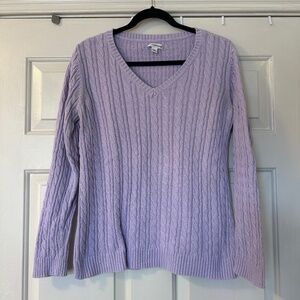 Croft & Barrow Women's V-Neck Cable Knit Sweater Lavender Purple Small Cotton